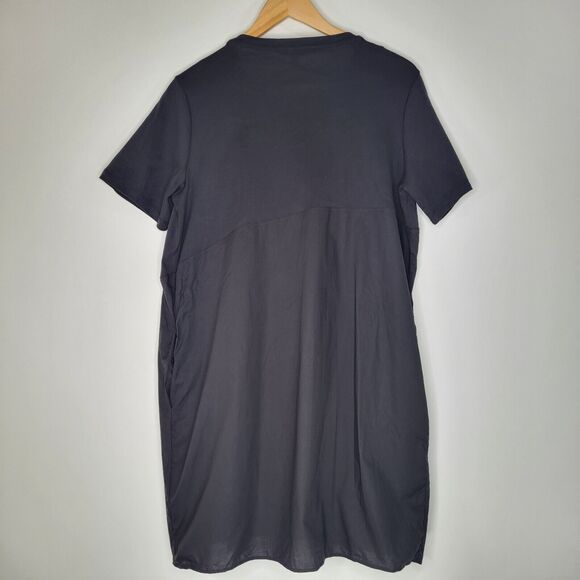 COS Black Short Sleeve Mini Dress Size M Asymmetrical Pockets Front Pleat - Picture 6 of 14